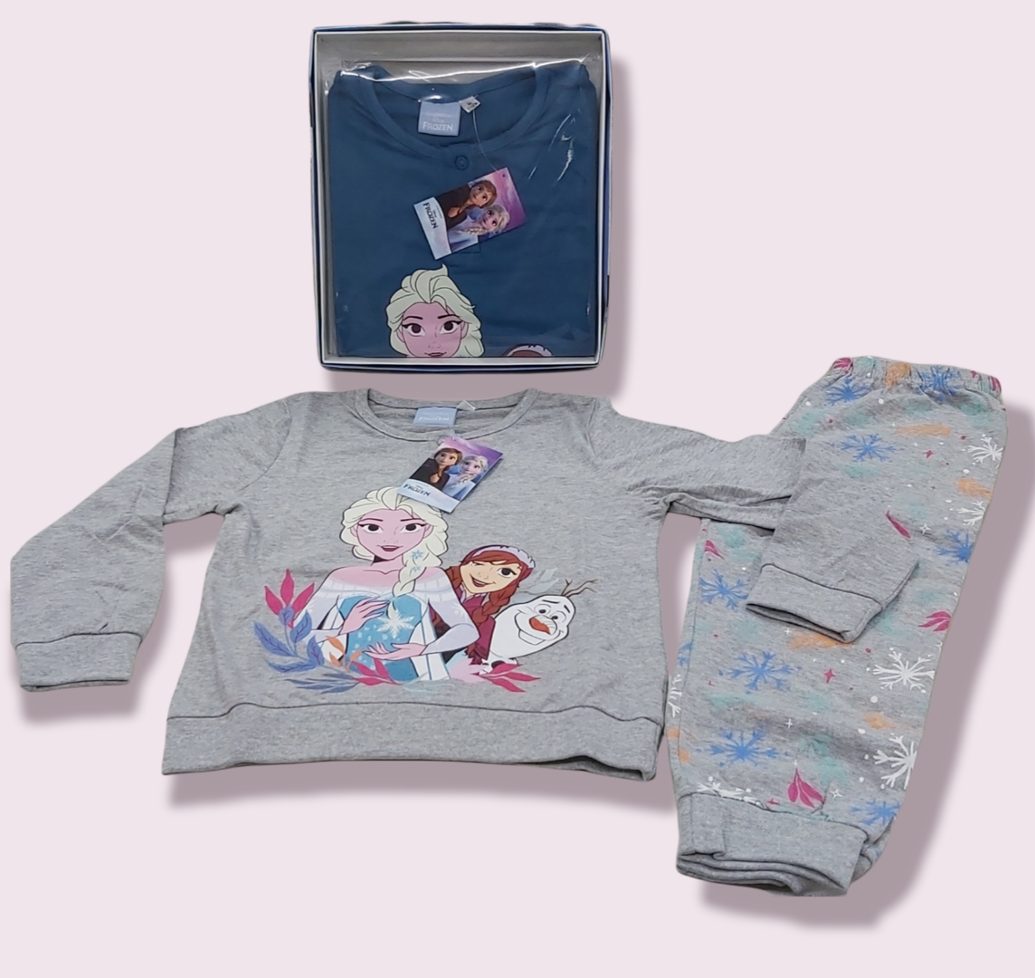 DISNEY - Pigiama Frozen Lungo Bambina Cotone