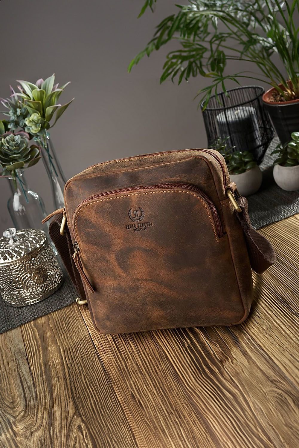 Borsa di pelle naturale model 191536 Galanter