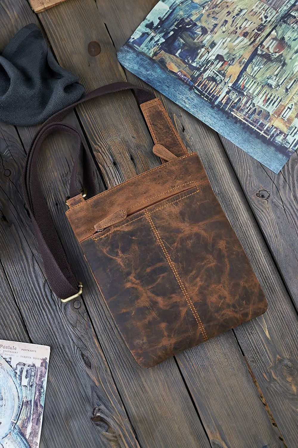 Borsa di pelle naturale model 191539 Galanter